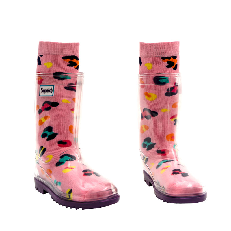 Pink leopard Wellington Boot Socks